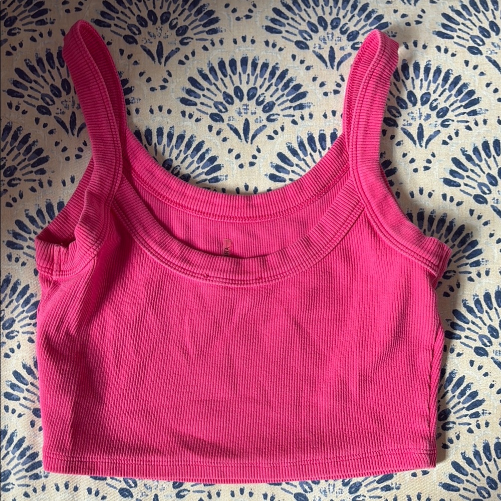 Pink Splash Ribbed Crop Top - Picture 3 of 3